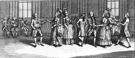 sketch of English Country Dancing for www.PortlandDancing.com